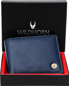 WILDHORN Men Casual Blue Genuine Leather Wallet Navy Blue Price in India Flipkart