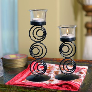  WINTENT Cast Iron Candle Holder with Handle, Candlestick Holder  for Taper Candle, Set of 2 : Home & Kitchen