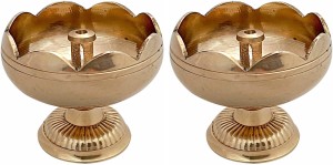 Fashion Bizz Brass Akhand Diya| Akhand Jyot| Decorative Brass Oil Lamp | Brass Table Diya Brass (Pack of 2) Table Diya Set