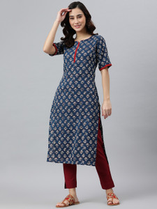 Janasya Women Printed Straight Kurta Buy Janasya Women Printed