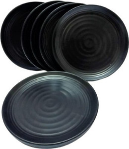 Kanha Microwave Safe Black Melamine Dinner Plates Set 11