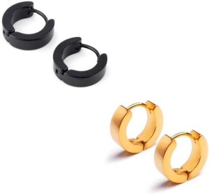 Buy Black  Silver Blade Ring Hoop Earrings for Men Set of 3 Online   NOZ2TOZ