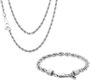 Mens sterling silver store necklace and bracelet set