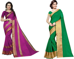 Buy Suali Solid Plain Daily Wear Cotton Silk Multicolor Sarees