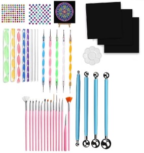 50 PC Mandala Rock Dotting Kit with Paint and Instructions