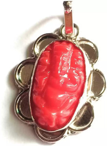 Red coral ganesha shop pendant
