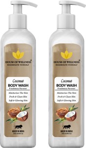 House of Wellness Coconut Body Wash - Shower Gel For Dry Skin & Nourishing | Shop Free | Sulphate, Paraben | For Men & Women - Pack Of 2, 500 ml