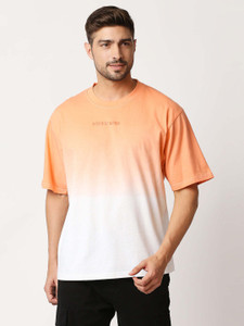 Aesthetic Nation Washed Ombre Men Round Neck Orange T Shirt Buy
