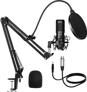 Bestor Mic Kit Adjustable Mic Microphone Stand, Studio Microphone Stand, Recording Mic Stand, Microphone for Pc, Microphone for Singing , Microphone for Voice Recording, Microphone with Speaker, Recording Microphone, ( Metal Stand NB-35 + Microphone Pop Filter + Microphone Microphone