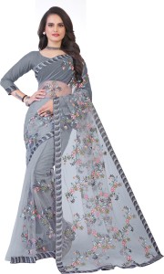 Buy BRIHANNALA Embroidered Bollywood Net Grey Sarees Online @ Best