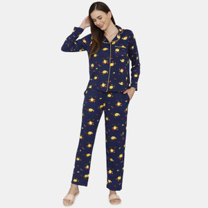 ZIVAME Women Printed Blue Night Suit Set Price in India Buy