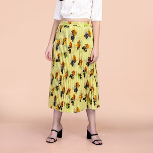 Yellow pleated skirt xxl on sale