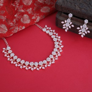 KISHUSOON Alloy Gold-plated Gold, Pink Jewellery Set