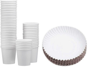 Disposable plastic cups store plates and glasses