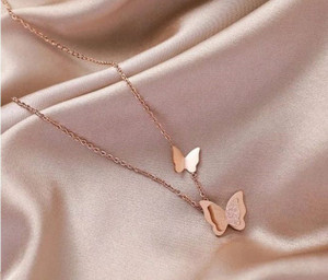 Rose gold sale butterfly chain