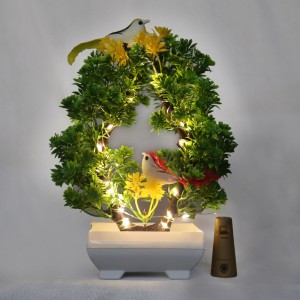 MODO Modo Artificial Bonsai Plant with Sparrow for Living Room Decor with LED Light Bonsai Wild Artificial Plant  with Pot