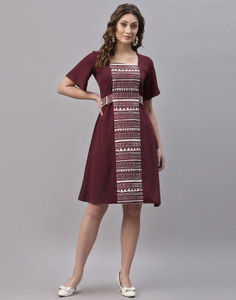 Selvia Women A-line Brown Dress