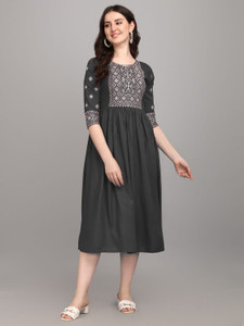 aaliya fashion Women A line Grey Dress Buy aaliya fashion Women A line Grey Dress Online at Best Prices in India Flipkart