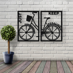 Gloshvi Just Keep Pedaling Motivational Bicycle 2 Panels Pine Wooden Decor Wall Art Pack of 2 Price in India Buy Gloshvi Just Keep Pedaling