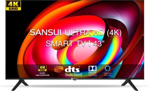 Sansui 109 cm (43 inch) Ultra HD (4K) LED Smart Android TV with Dolby Audio and DTS (Mystique Black) (2022 Model)