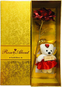 Amazing Best Valentine Gift Red Rose Flower with Teddy Bear gold box Artificial flowers Red Rose Artificial Flower Price in India Buy Amazing Best Valentine Gift Red Rose Flower with Teddy