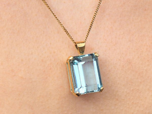 Jaipur Gemstone Gold Plated Genuine Aquamarine Stone Pendant