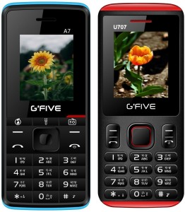 GFive A7 & U707 Combo of Two Mobile(Black Blue & Black Red)