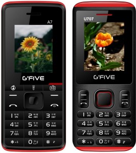 GFive A7 & U707 Combo of Two Mobile(Black Red & Black Red)