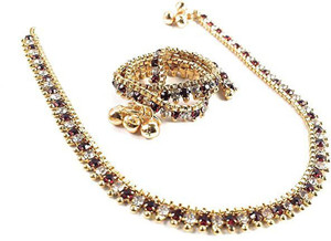 AFJ GOLD One Gram Gold Plated Traditional Trendy Stylish Anklets