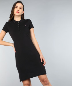 Tommy hilfiger black dress white collar on sale