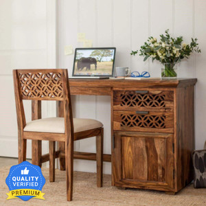 Wooden office best sale table and chair