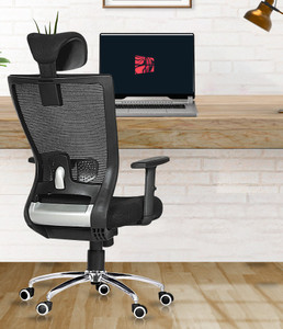 Da URBAN Mascot Black Revolving | Adjustable Headrest & Armrest | Home & Office | Mesh Office Executive Chair