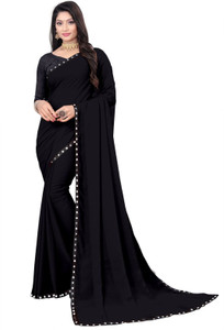 Buy Bulwork Impex Solid Plain Daily Wear Georgette Black Sarees