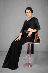 Buy THE FASHION TEX Solid/Plain Bollywood Georgette Black Sarees