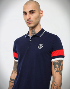 TEAMSPIRIT Striped Men Polo Neck Blue T Shirt Buy TEAMSPIRIT