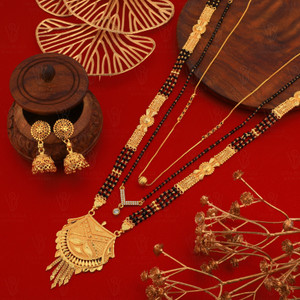 Vita Bella Brass Copper Gold plated Black Gold Jewellery Set