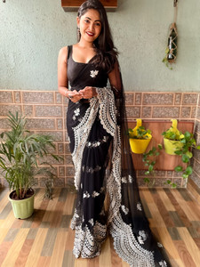 Buy NALLI Embroidered Bollywood Net Black Sarees Online Best