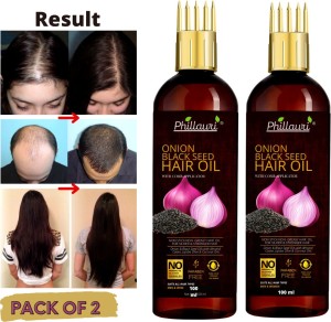 Phillauri Red Onion Hair Oil - WITH COMB APPLICATOR- Black Seed Onion Oil Hair Oil