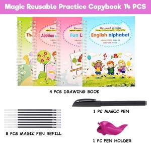 4 Pc Large Reusable Handwriting Practice Book for Kids,Magic Practice