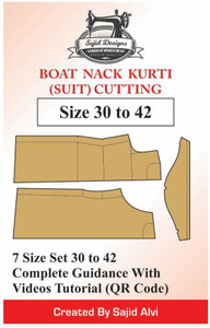 Boat Neck Wali Kurti Suit Paper Parttan Cutting 30 42 Set Of 7