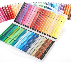 WISHKEY 48 Pieces Washable Water Color Pen Set For Painting,  Coloring For Kids & Adults Fine Rounded Nib Sketch Pens with Washable Ink -  Water Color Pen