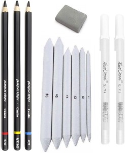 Camlin 6 shade Graphite pencil with 3 pcs Charcoal pencil -  colors