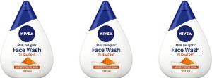 NIVEA MILK DELIGHT ACNE PORN SKIN TURMERIC FACE WASH 100 ML X 3 ...