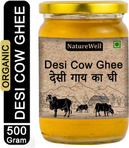 Naturewell Desi Cow Ghee | Contains Beta-Casein Protein | Nourishing | Pure & Authentic Ghee 500 g Glass Bottle