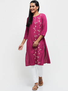 MAX Women Embroidered Straight Kurta Buy MAX Women Embroidered