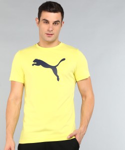 PUMA Printed Men Crew Neck Yellow T-Shirt