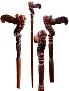 UNIQUE NAUTICAL Wooden Walking Stick Cane Lion Head Wood Carved