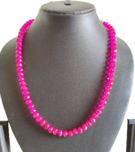 Haryali Dark pink color 8mm crystal necklace for woman girl