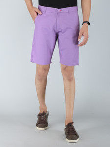 PATHOS Solid Men Purple Chino Shorts Buy PATHOS Solid Men Purple