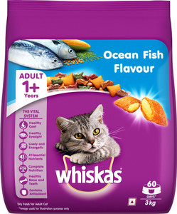 Whiskas 1 year Ocean Fish 3 kg Dry Adult Cat Food Price in